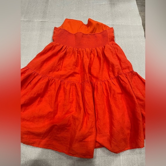 ❤️2/$30❤️[S]American Eagle Bold Orange Red Linen Blend Halter Sun Dress - Picture 7 of 10